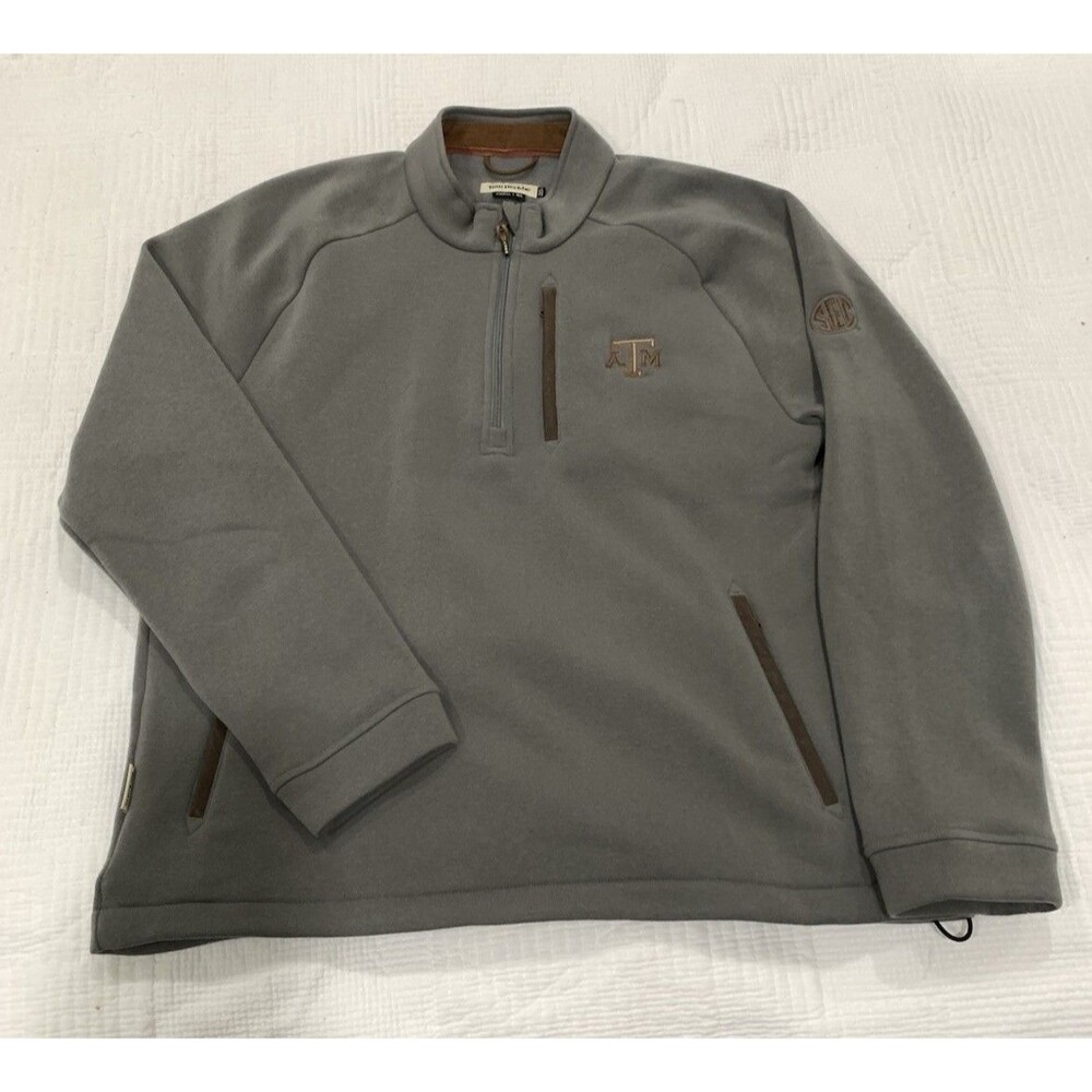 Tom Beckbe Quarter 1/4 Zip Pullover Sweater Mens XL Texas A&M Logo Wool Blend